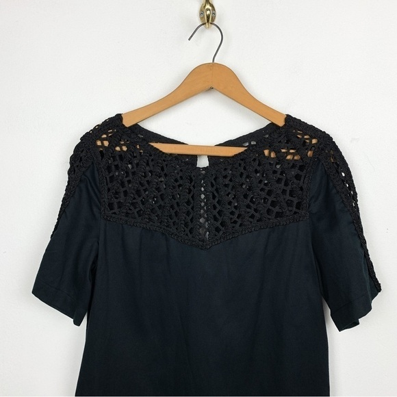 Maeve Anthropologie Black Crochet Pocketed Sheath Dress Sz XS - Picture 5 of 11